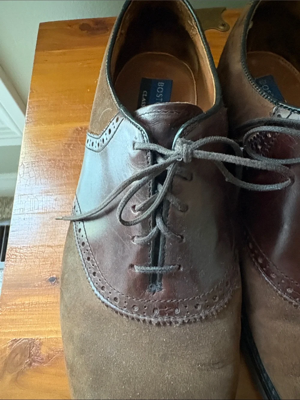 Bostonian Two-Tone Brown Suede and Leather Men's Oxfords Mens 10.5 M